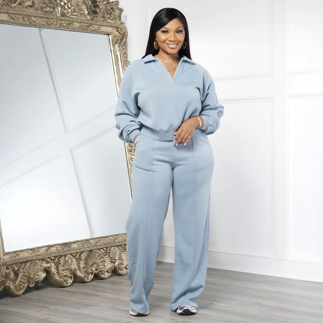 Ensemble décontracté col V pour femme