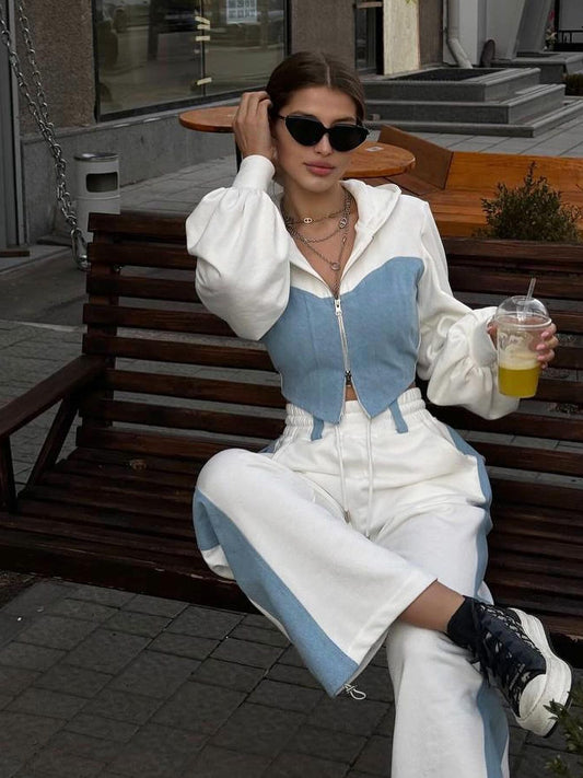 Ensemble sweat à capuche et pantalon en jean pour femme