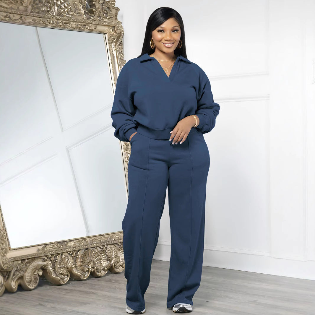 Ensemble décontracté col V pour femme