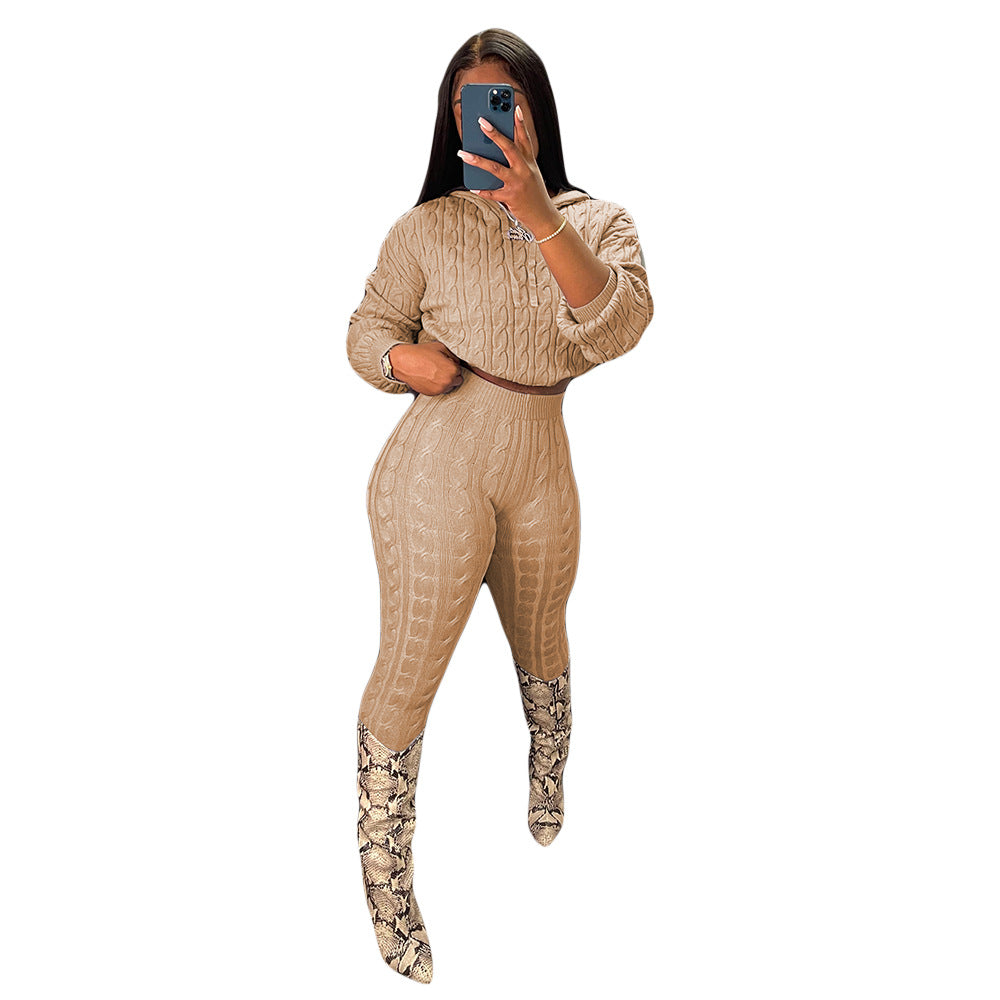 Ensemble pull tricoté doux et élastique